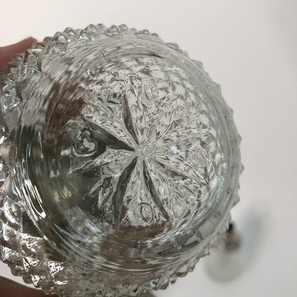 Diamond point Vintage cut glass sugar creamer 0929 cinnamon holder grace mcm - Picture 6 of 8